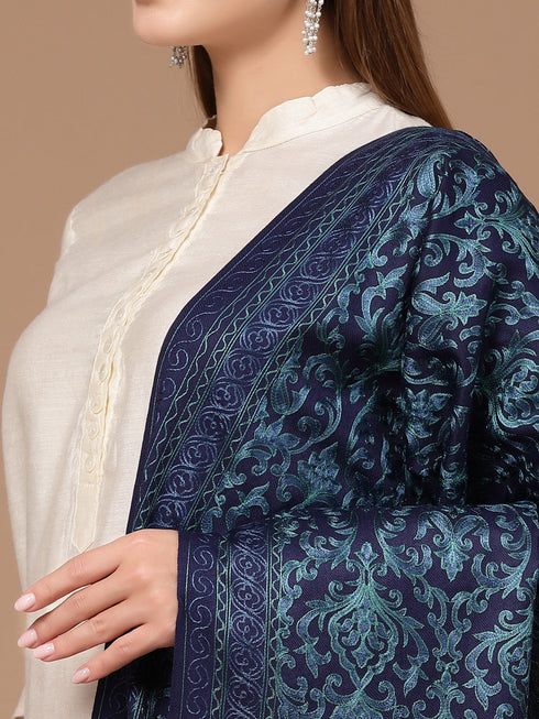 Women's Silky Aari Embroidery Wool Shawl